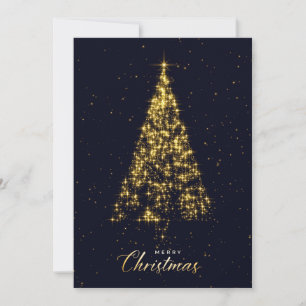Elegant gold sparkling Christmas tree Holiday Card