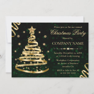 Elegant Gold Sparkly Christmas Tree Corporate Invitation