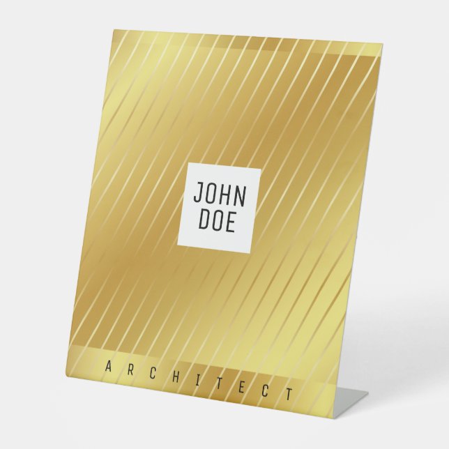 Elegant Gold Square Pedestal Sign (Front)
