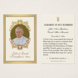 Elegant Gold St. John Paul II Wedding Holy Card 