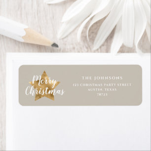 Elegant Gold Star Christmas Return Address