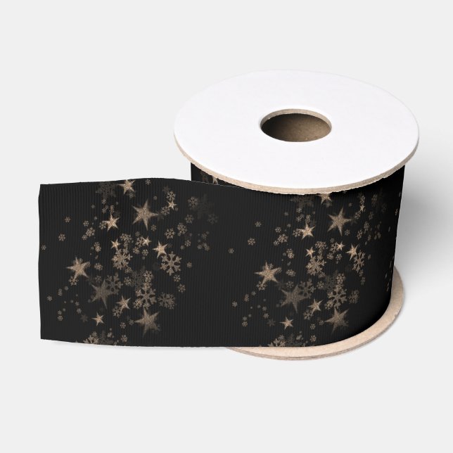 Elegant Gold Star Holiday Christmas Gifts  Grosgrain Ribbon (Spool)