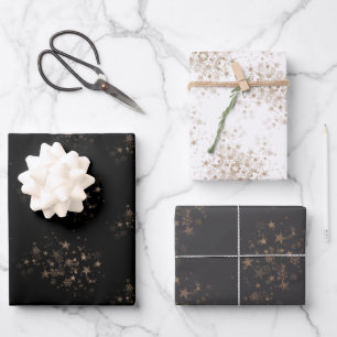 Elegant Gold Star Holiday New year Gifts  Wrapping Paper Sheet