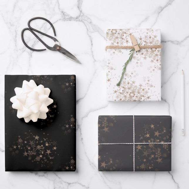Elegant Gold Star Holiday New year Gifts  Wrapping Paper Sheet (Front)