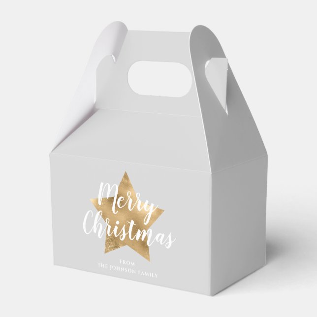 Elegant Gold Star Merry Christmas Favor Box (Front Side)