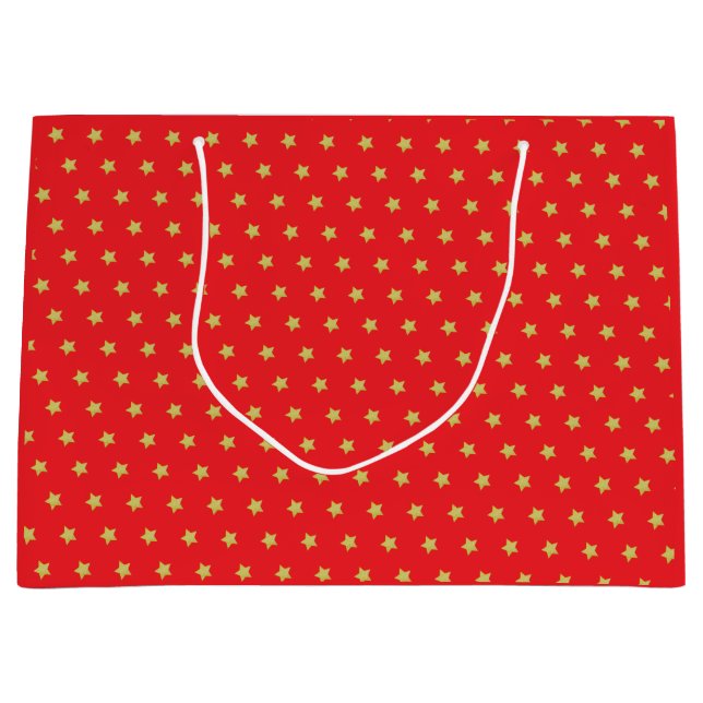Elegant Gold Star Pattern Christmas Large Gift Bag (Front)