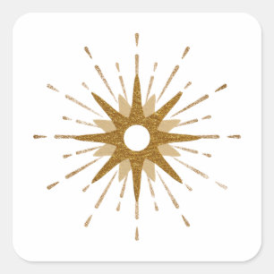 Elegant Gold Starburst Square Sticker
