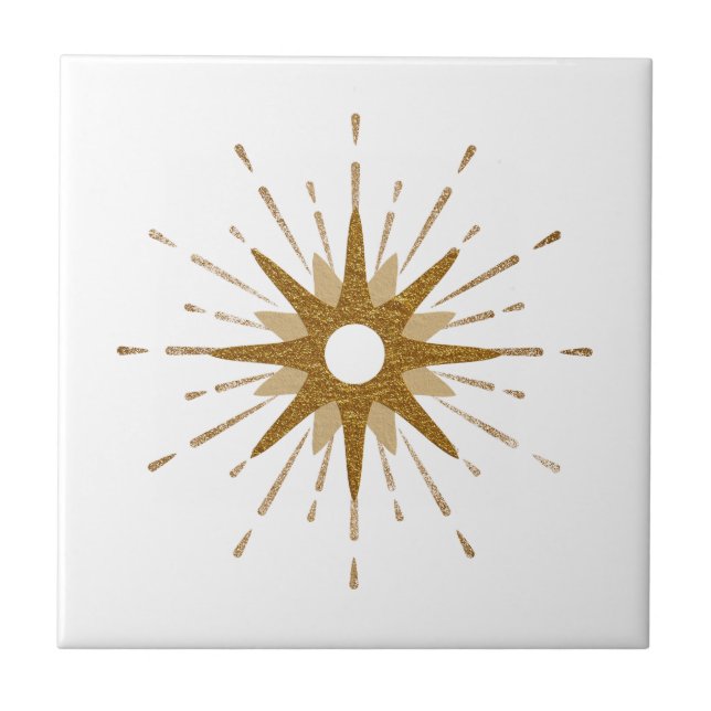 Elegant Gold Starburst  Tile (Front)