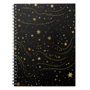 Elegant Gold Starry Night Notebook