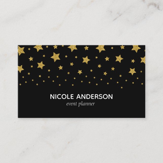 Elegant Gold Stars Business Card (Front)