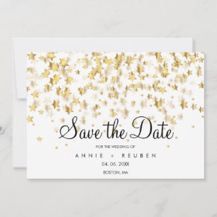 Elegant Gold Stars Modern Simple Save The Date