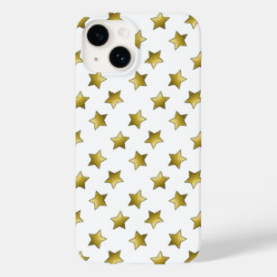 Elegant gold stars white pattern Case-Mate iPhone 14 case