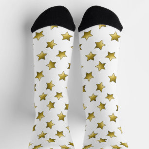 Elegant gold stars white pattern socks
