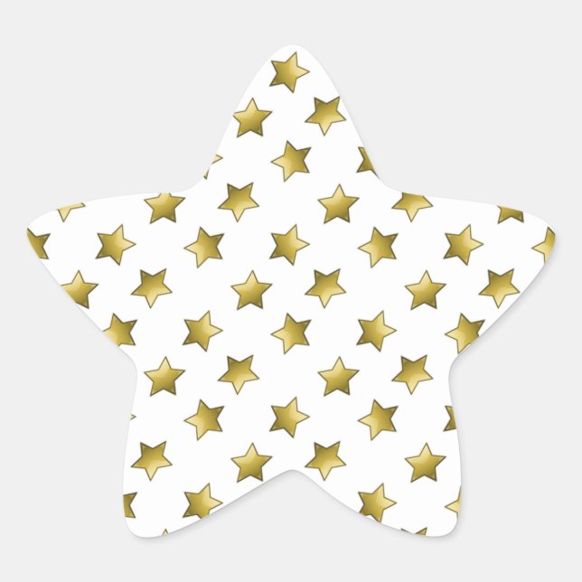 Elegant gold stars white pattern star sticker (Front)