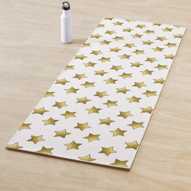 Elegant gold stars white pattern yoga mat (In Situ)