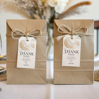 Elegant Gold Stork Baby Shower Favour Gift Tag