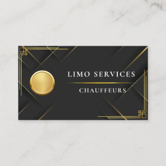 Elegant Gold Stripe Gold Chauffeur Logo Driver QR  Business Card