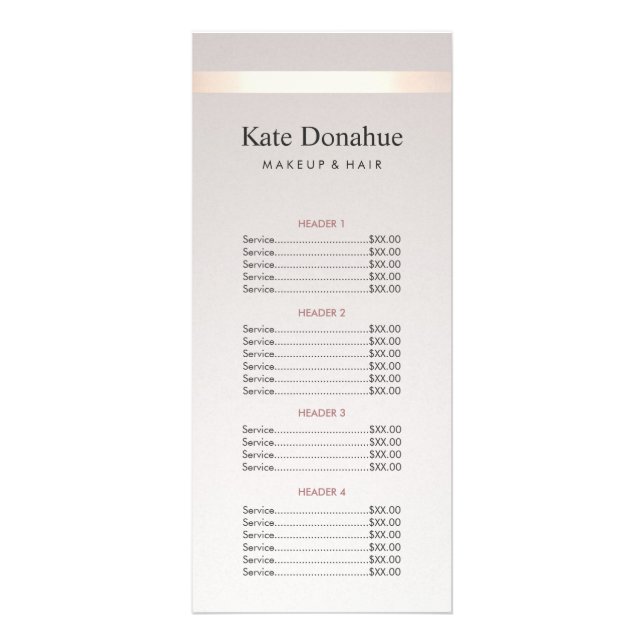 Elégant Gold Stripe Hair Salon Prix Menu (Devant)