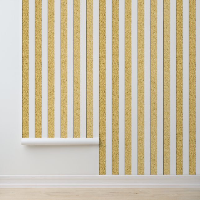 Elegant Gold Stripe Pattern Touch of Glitter Wallpaper (Application)