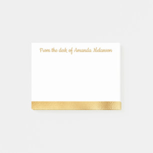 Elegant Gold Stripe Personalized Sticky Note Glam