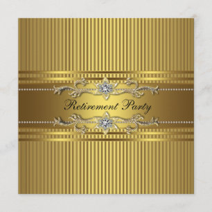 Elegant Gold Stripe Retirement Party Invitation