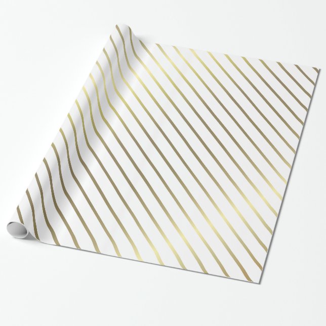 Elegant Gold Striped Glamourous Shiny Design Wrapping Paper (Unrolled)
