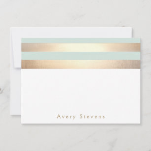 Elegant Gold Stripes Light Blue Personalized Card