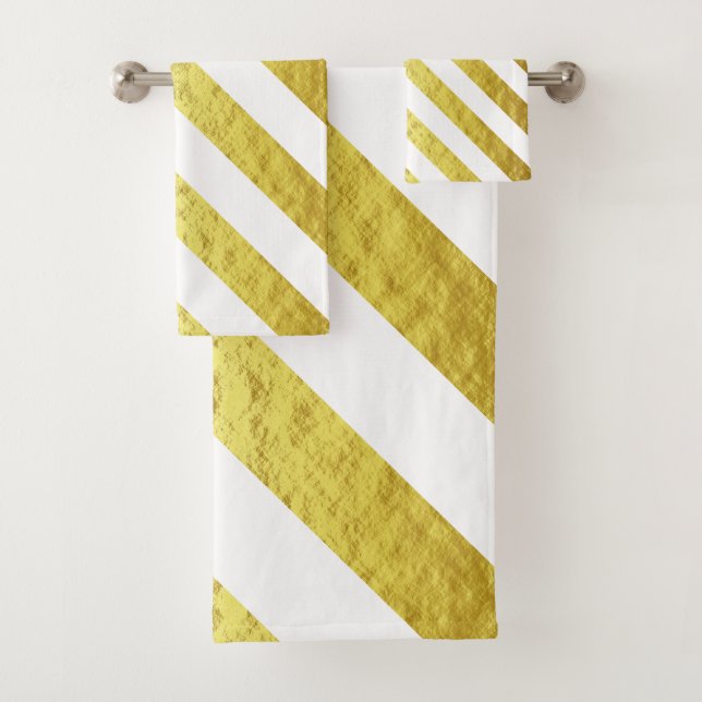 Elegant Gold Stripes Pattern Bath Towel Set (Insitu)