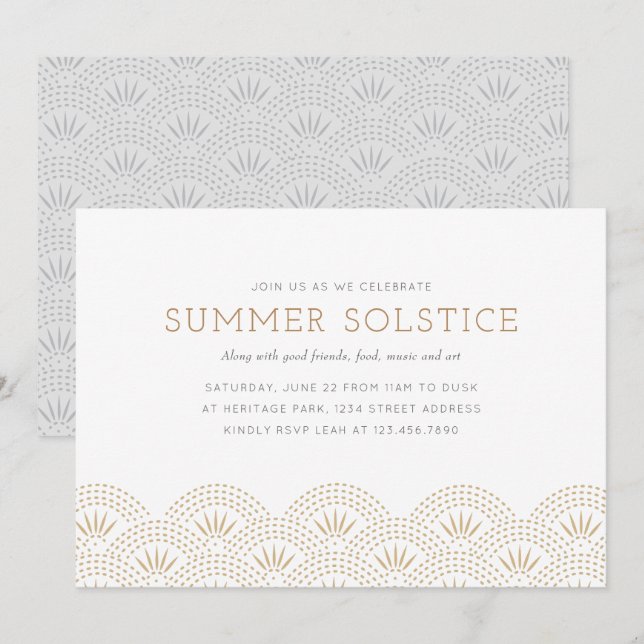 Elegant Gold Summer Solstice Party Invitation (Front/Back)