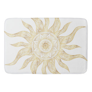 Elegant Gold Sun Mandala Design Bath Mat