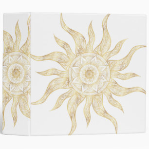 Elegant Gold Sun Mandala Design Binder