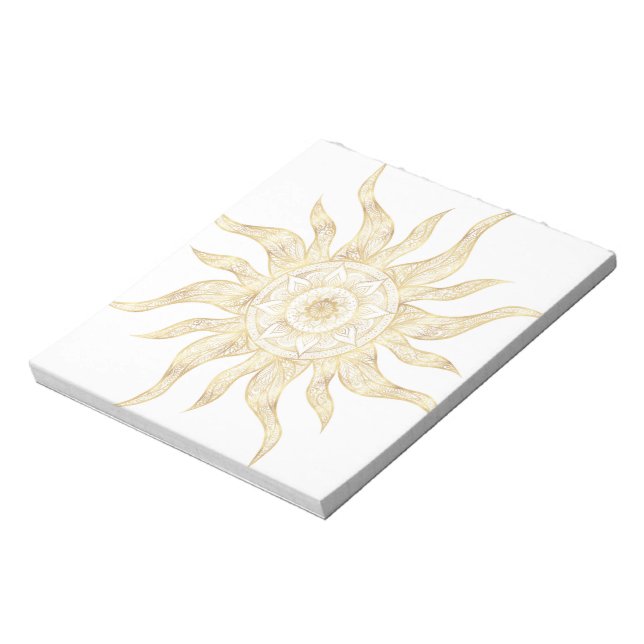 Elegant Gold Sun Mandala Design Notepad (Rotated)
