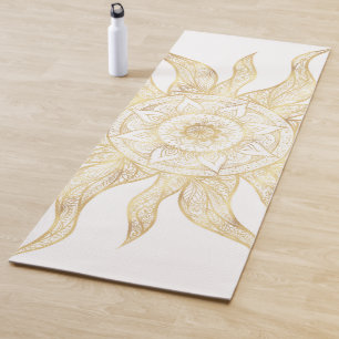 Elegant Gold Sun Mandala Design Yoga Mat