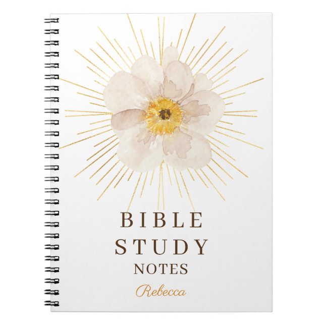 Elegant Gold Sunburst Personalized Bible Study Notebook (Front)
