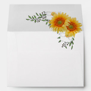 Elegant Gold Sunflower Floral Lined Wedding Envelope