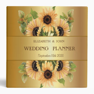 Elegant Gold Sunflowers Binder