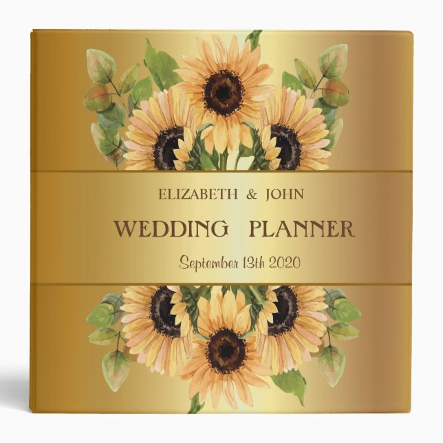 Elegant Gold Sunflowers Binder (Front)