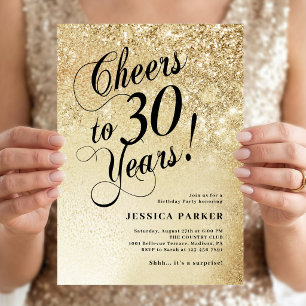 Elegant Gold Surprise 30th Birthday Invitation
