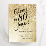 Elegant Gold Surprise 80th Birthday Invitation<br><div class="desc">Elegant surprise 80th birthday party invitation. Elegant design in faux glitter gold and black. Features typography script font and confetti. Perfect for a stylish women's bday celebration. Personalize with your own details. Message me if you need custom age. Printed Zazzle invitations or instant download digital printable template.</div>