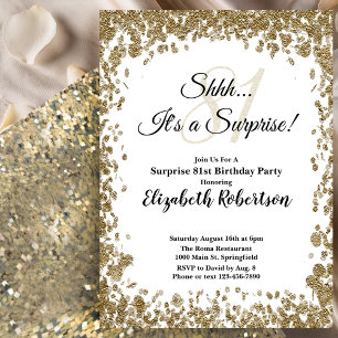 Elegant Gold Surprise 81st Birthday Invitation
