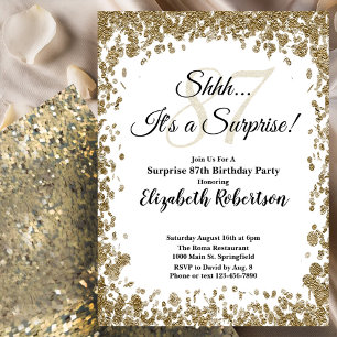 Elegant Gold Surprise 87th Birthday Invitation