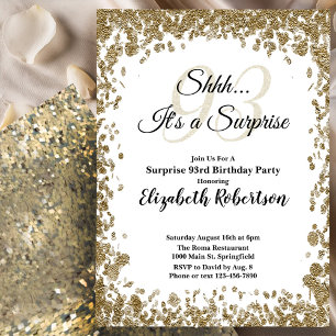 Elegant Gold Surprise 93rd Birthday Invitation