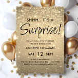Elegant Gold Surprise Birthday Invitation<br><div class="desc">Get ready to invite your friends and family to a surprise birthday with our elegant birthday invitation. Featuring a backdrop of luxurious gold-tone sparkles. It's super easy to personalize with your own details, making it a special and unique invitation for your milestone birthday. And the best part? You can choose...</div>