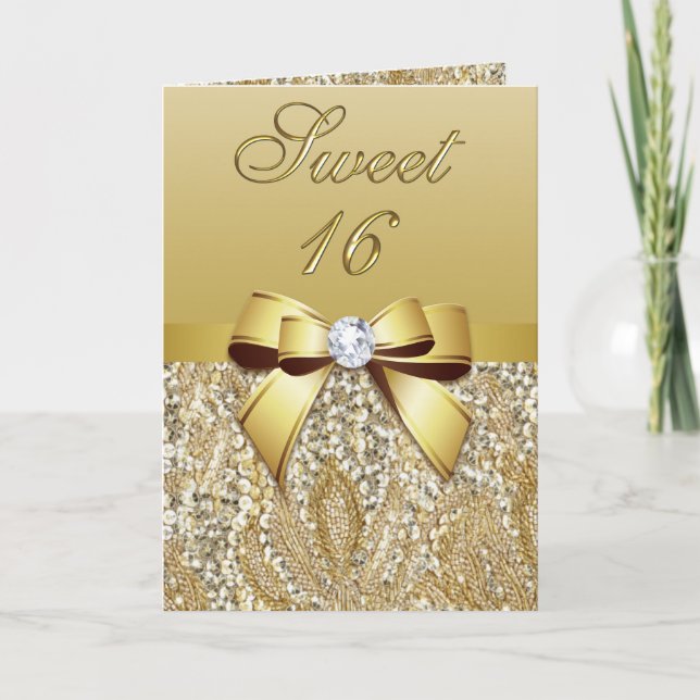 Elégant Gold Sweet 16 Party Invitation (Devant)