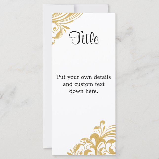 Elegant Gold Swirl 4" X 9" Mariage Détails Carte (Devant)