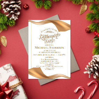 Elegant Gold Swirl Retirement Party Acrylic Invitations