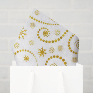 Elegant gold swirls and snowflakes tissue paper