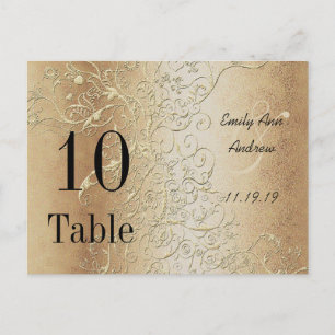 Elegant Gold Swirls Black Font Table Numbers Postcard