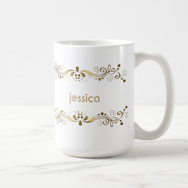 Elegant Gold Swirls Coffee Mug (Right)