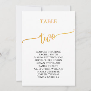 Elegant Gold Table Number 2 Seating Chart